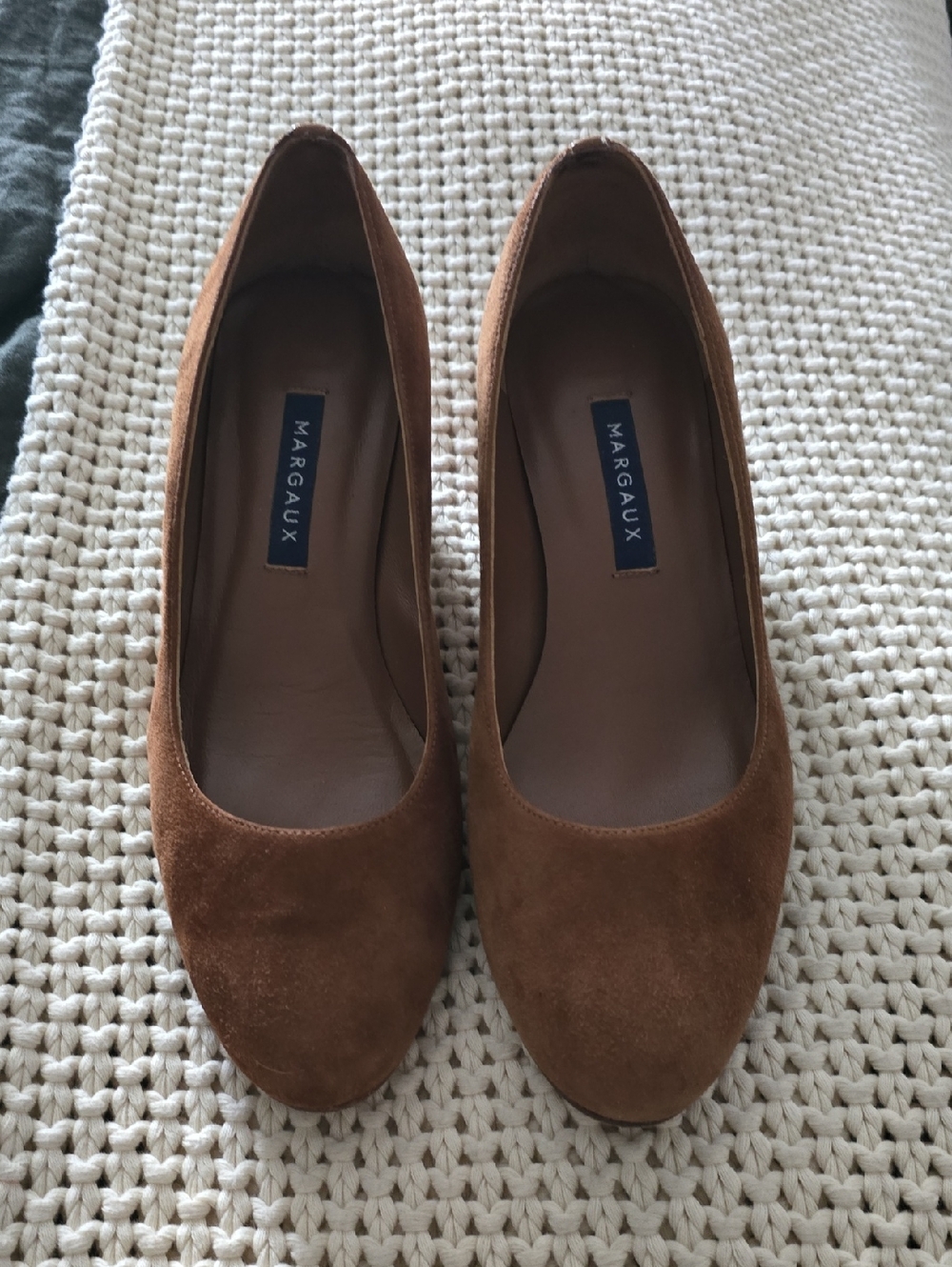 Margaux Tan Suede Round-Toe Pumps